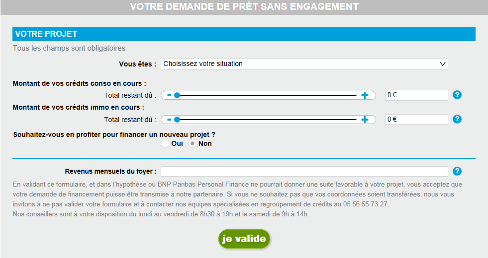 Simulateur rachat de crédit Cetelem