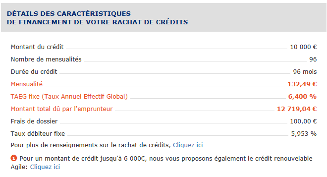 simulateur rachat de crédit sofinco